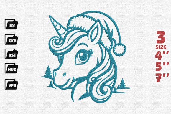 Christmas Magic Santa’s Unicorn Embroidery