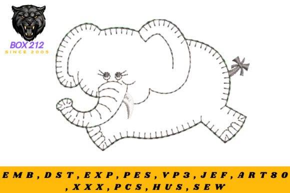 Elephant Digital Embroidery Design