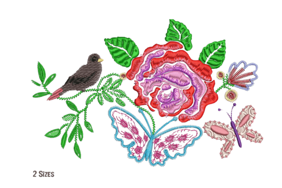 Floral, Birds, Butterfly Embroidery