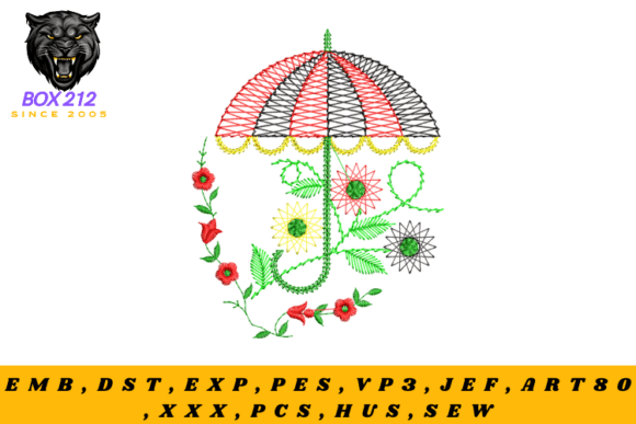 Flower Umbrella Digital Embroidery