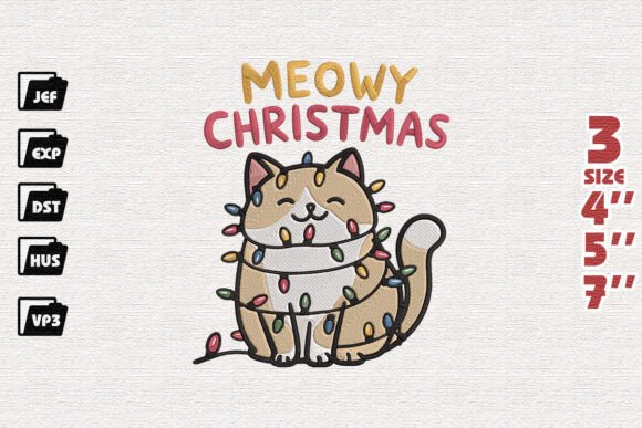 Meowy Christmas Magic, Cute Cat Embroidery