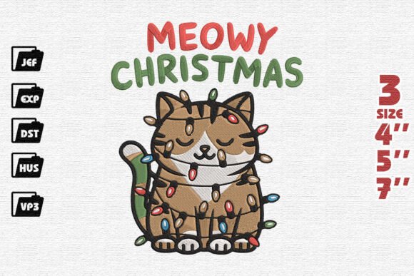 Whiskers and Wonderland: Cute Cat Christmas Embroidery